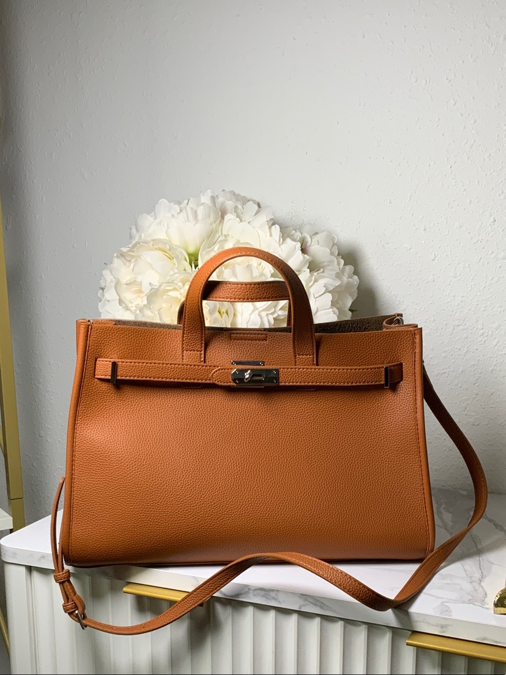 Nordstrom Cognac Leather Top-Handle Tote